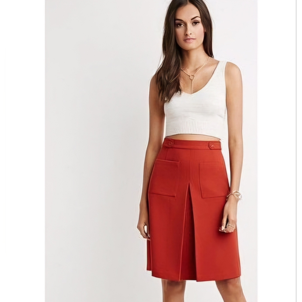 Forever 21 Kick Pleat Skirt in Terracotta Size S